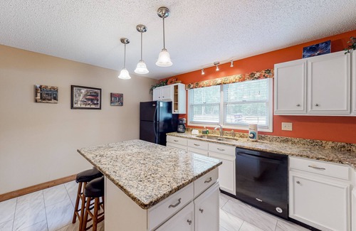 Leesville House | Lakefront dream with serene view, private dock, foosball, firepit - dog-friendly