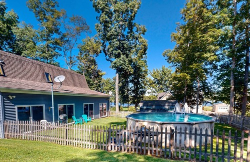 Bradford House | Lakefront gem w/ private pool, dock, outdoor firepit, & foosball + water views