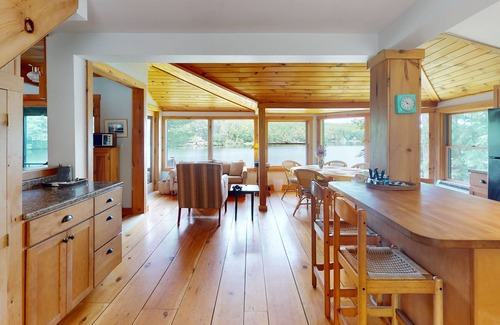 Litchfield Cabin | Lakefront home with firepit, yard, dock/water access, outdoor area, & W/D
