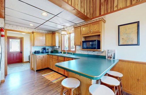 Three Lakes House | Lakefront home with amazing views, WFH desk, canoe, kayaks & private dock