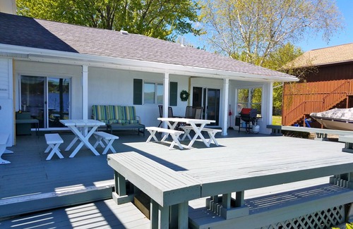 Stow House | Lakefront with Large Deck, just steps to the water