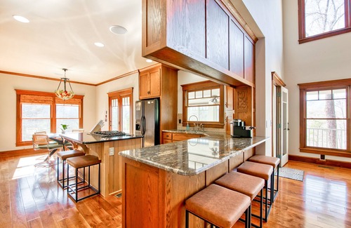 Mill Spring House | Lakeview retreat with Free Wifi, hot tub, fireplaces, patio, balcony, & grill