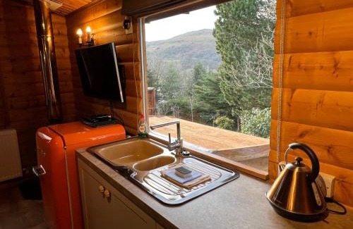 Church Stretton House | LARCHES LODGE Norwegian log cabin, wood stove & spa