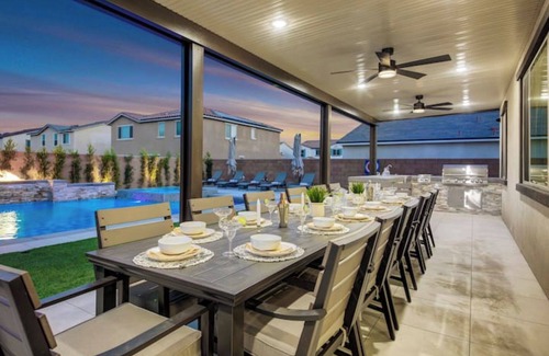 Coachella House | Large 7 Bdr + 9 beds, Huge GameRoom, Putting Green, Bocce, Pool & Spa, designer