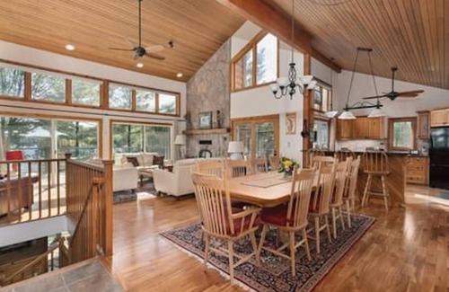 Windermere Cottage | Log home & guest cottage in old forest, Waterfall, Sunsets, Sauna, Fishing Boat