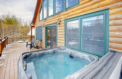 Sunday River Area House | Lovely home with hot tub, Sunday River views, firepit, huge deck & fireplace