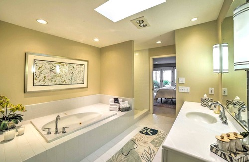Riverside House | Luxe Waterfront Haven: Private Beach, Hot Tub