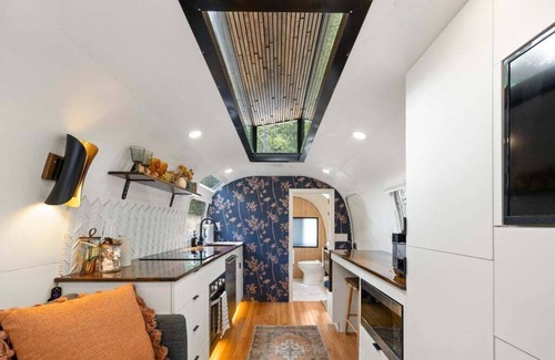 Pisgah Forest House | Luxury Airstream w/hot tub, king bed, & grill