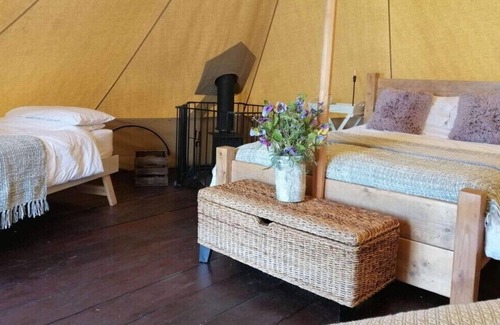 Camborne Cabin | Luxury Bell tent with sea and countryside views. Dog friendly.