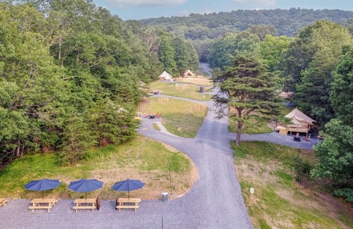 Great Cacapon RV Rental | Luxury Camping with Two Full Beds - Seneca Tent
