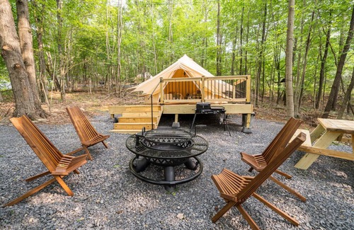 Great Cacapon RV Rental | Luxury Camping with Two Full Beds - Kanawha Tent