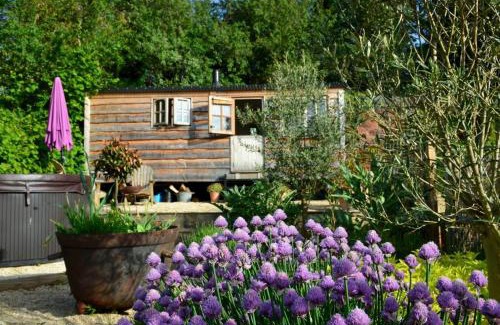 Belluton Ski Chalet | Luxury, rural Shepherds Hut with hot tub nr Bath