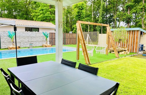 Mios House | Maison 3 Chambres Avec Piscine Chauffée et Terrain de Pétanque