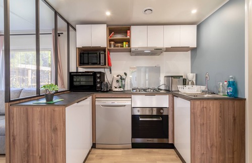 La Cote Radieuse RV Rental | Mobile Home 'Soleia 2023 Mar Estan 4x' with Private Terrace and Air Conditioning