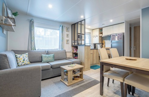 Pont-Aven RV Rental | Mobile Home 'Tout Confort Bora Bora' with Shared Pool, Private Terrace and Private Garden