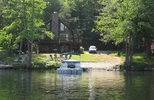Wells Ski Chalet | Modern Log Home with 70 feet of lakefront! Great Fishing and Swimming!