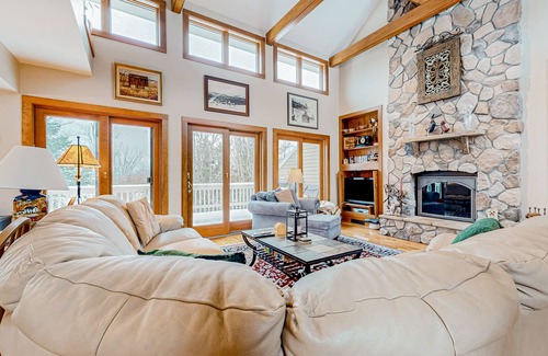 Bromley Mountain House | Mountain-view townhome with seasonal pool, ski shuttle, & private deck