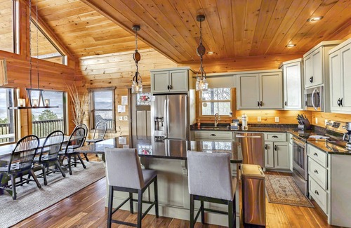 Blairsville Cabin | Mountaintop Home with a Hot Tub, Decks, Pool Table, & Stunning Views - One Dog OK