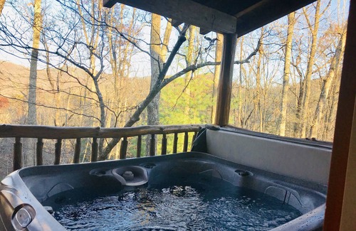 Hot Springs Cabin | Mountaintop View 1.5 miles from downtown. Hot Tub, WiFi, Fireplace