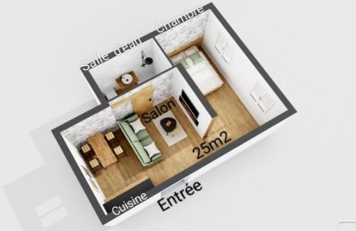 Cancale Apartment | MRODBNB - Appart Neuf - Aperçu Mer - 25m Plage & Resto - Ciné - Cheminée - Popcorn