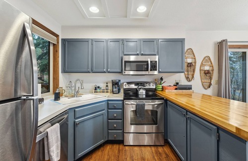 Bear Basin Estates House | New! Brundage Meadows 1 - Bright, cozy - 2story - wood stove - forest views - by trails, lake, town