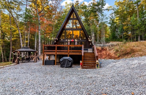 Blue Ridge Cabin | New Modern AFrame - Hot Tub - Walk to Toccoa River - Dog Friendly
