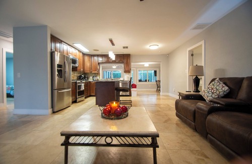 Fort Myers House | NEW! Waterfront Heated Pool, Kayaks, Fishing Pier, Fire Pit w/office