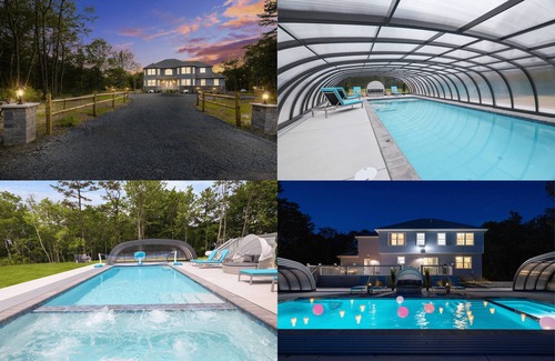 Pocono Pines House | NewBuild 6 EnsuiteBdrms/7Ba Private Out/Indoor Pool&Spa/Sauna/Game Floor/EV Chrg
