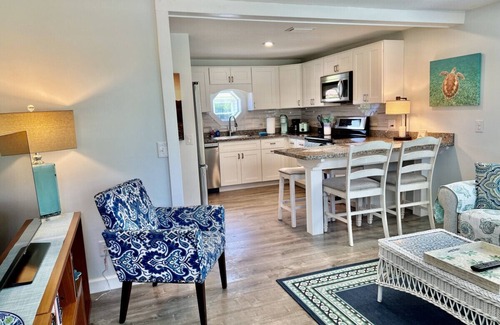 St. Augustine Beach Cottage | Newly Renovated Ground floor 1BR + Office/Den Cottage on Oceanfront Property with Pool Access, Pet Friendly