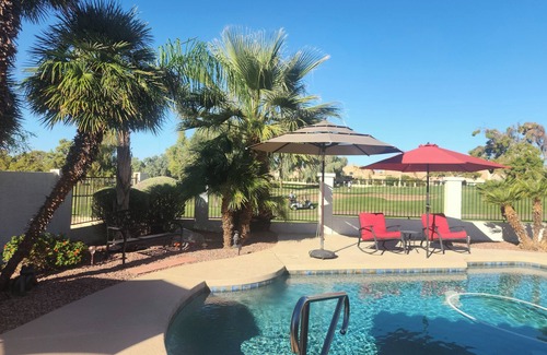 Island at Ocotillo House | Newly Renovated Home on Fairway with Pool & Putting Green. Trendy Area.