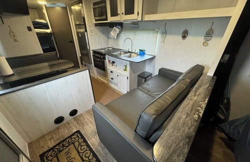 Holly Beach House | Nice RV with AC in charming Holly Beach steps from the beach