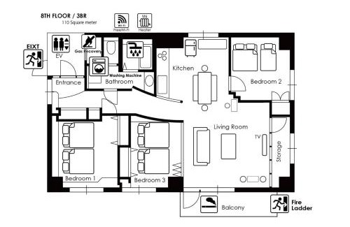 Chuo-ku Apartment | NK BLD8F Sapporo 3LDK 3BR 1 floor 1 room