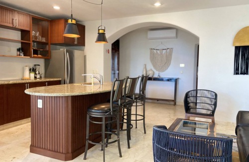 Majahual Apartment | Oceanfront penthouse with private rooftop, pool and bbq area