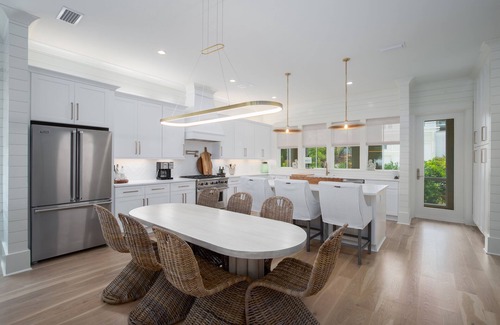 Lakeside at Blue Mountain Beach House | "Over the Moon" 30A Home Golf Cart Elevator Community Pool Blue Mountain Bch