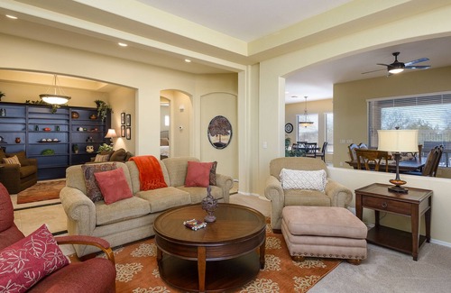 Desert View Village House | Overlooking the golf course w/ sunset views in a quiet gated neighborhood