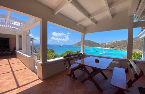 Jost Van Dyke Villa | Palm Villa, 5 bed/bath steps from stunning White Bay Beach on Jost Van Dyke BVI