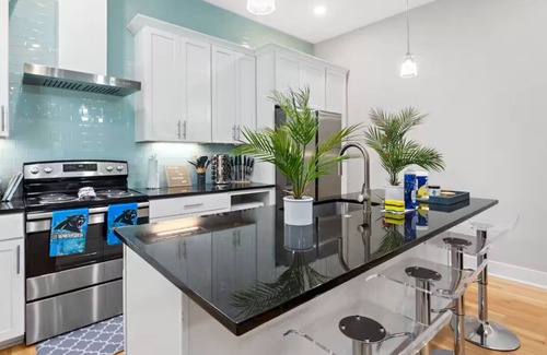 Third Ward House | PANTHERS THEMED 3-bedroom DUPLEX; 2 livings rooms & 2 kitchens, in uptown.