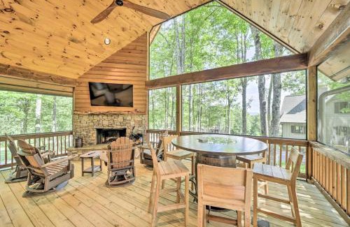 Glenville House | Patio with Fireplace Glenville Resort Retreat!