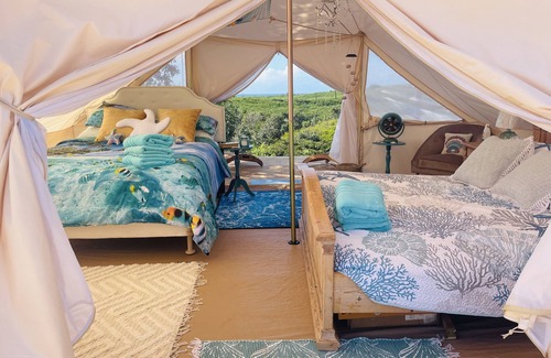 Waialee RV Rental | Peaceful Glamping tent on Farm w/ocean views