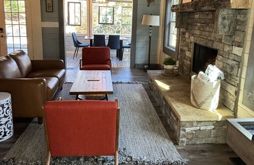 Maggie Valley House | Peaceful Modern Farmhouse Cottage with hot tub and creek, close to town