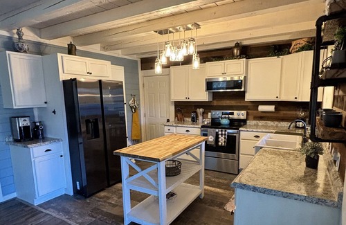 Maggie Valley House | Peaceful Modern Farmhouse Cottage with hot tub and creek, close to town