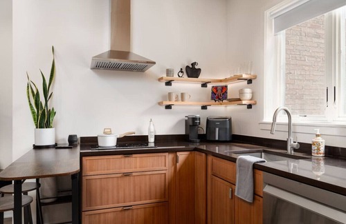 Irving Park Apartment | Pine Beam Elephant Studio next to Blue Line