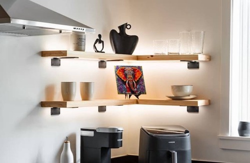 Irving Park Apartment | Pine Beam Elephant Studio next to Blue Line