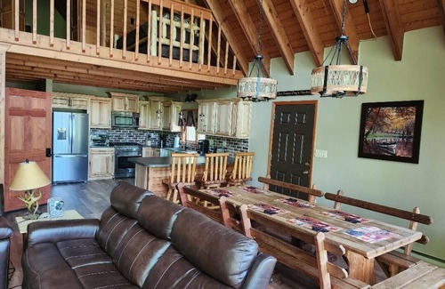 Cresco Ski Chalet | Pocono Private lake setting with, Hot Tub, boat dock, fishing, Swimming, Canoe
