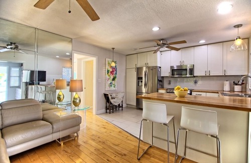 St. Pete Beach Apartment | Poolside on first floor with workspace and updated kitchen