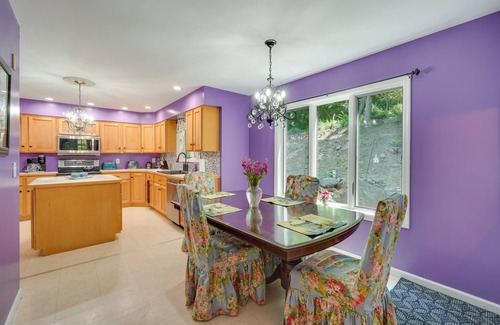 East Stroudsburg House | Porch & Fire Pit: Shawnee on Delaware Home!