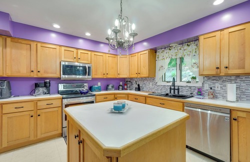 East Stroudsburg House | Porch & Fire Pit: Shawnee on Delaware Home!