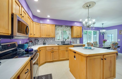 East Stroudsburg House | Porch & Fire Pit: Shawnee on Delaware Home!