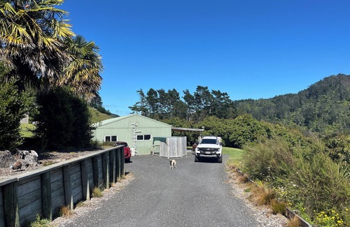 Richmond Downs House | Private Bach in Waihi Beach with stunning orchard views and beyond. Pet-friendly