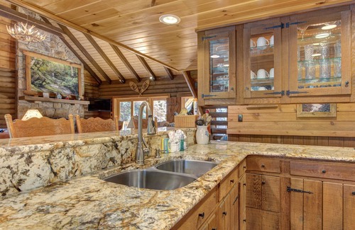 Cosby Cabin | Private waterfall view, lofty with luxury details, pool table + jetted tub